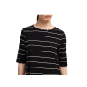 NEIRAMI women's dress flared wide neckline black stripes butter B107RG MADE IN ITALY