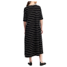 NEIRAMI women's dress flared wide neckline black stripes butter B107RG MADE IN ITALY