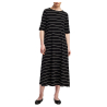 NEIRAMI women's dress flared wide neckline black stripes butter B107RG MADE IN ITALY