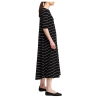 NEIRAMI women's dress flared wide neckline black stripes butter B107RG MADE IN ITALY