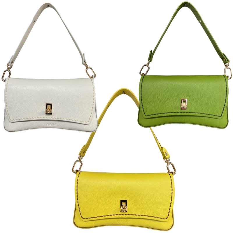 VISONA’ borsa donna a spalla impunture in tinta 24803 CALIFORNIA MADE IN ITALY