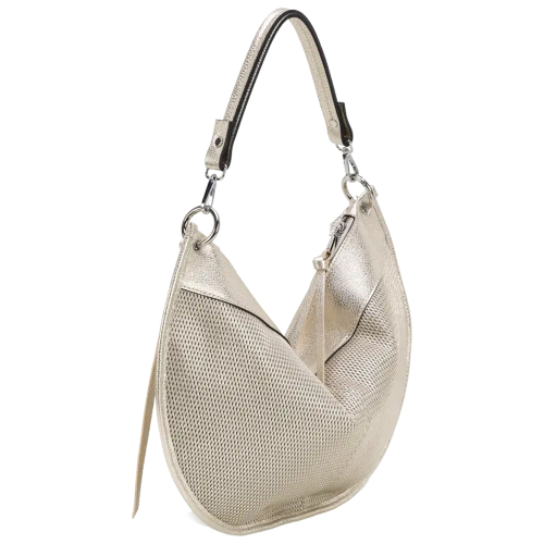 RIPANI Borsa a Spalla LIU L Platino con tracolla aggiuntiva MADE IN ITALY