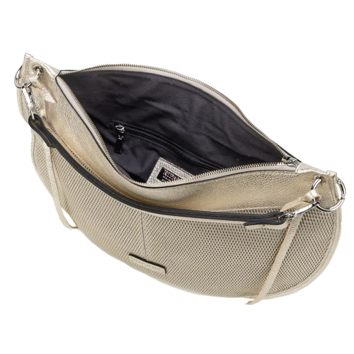 RIPANI Borsa a Spalla LIU L Platino con tracolla aggiuntiva MADE IN ITALY