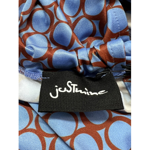 JUSTMINE women's palazzo jumpsuit with light blue/brick circles pattern E2715 1140 MADE IN ITALY