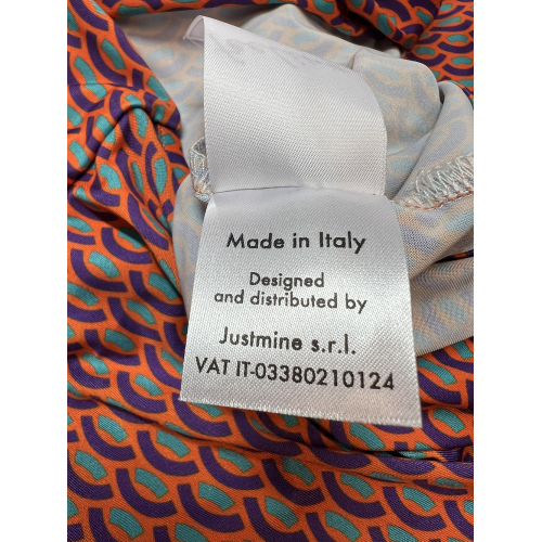 FEELING by JUSTMINE women's palazzo jumpsuit orange/purple/aqua pattern E2759 6106 MADE IN ITALY