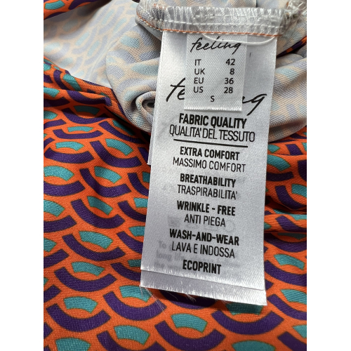 FEELING by JUSTMINE women's palazzo jumpsuit orange/purple/aqua pattern E2759 6106 MADE IN ITALY