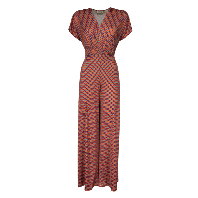FEELING by JUSTMINE women's palazzo jumpsuit orange/purple/aqua pattern E2759 6106 MADE IN ITALY