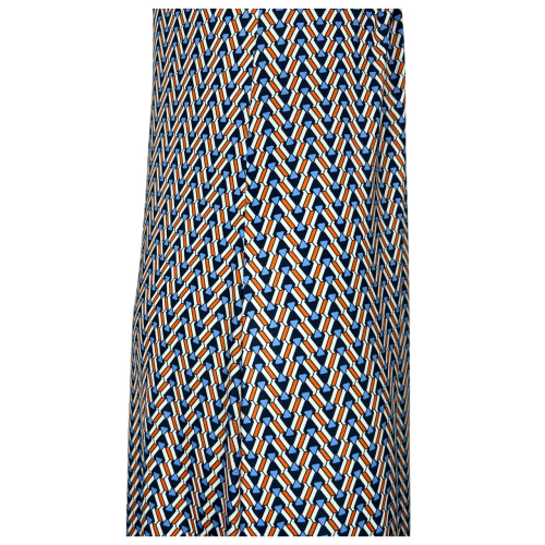 JUSTMINE abito donna lungo svasato fantasia geometrica blu/bianco/arancio E2769 1166 MADE IN ITALY