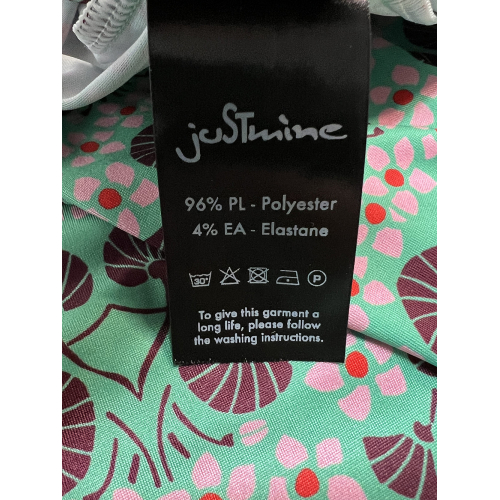 JUSTMINE abito donna lungo svasato fantasia floreale verde/rosa/bordeaux E2769 1136 MADE IN ITALY