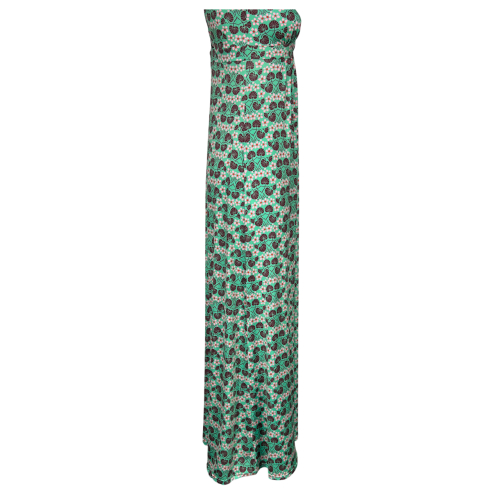 JUSTMINE abito donna lungo svasato fantasia floreale verde/rosa/bordeaux E2769 1136 MADE IN ITALY
