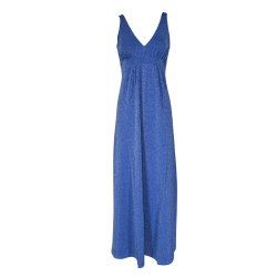 JUSTMINE abito donna lungo svasato laminato azzurro E2769 1158 MADE IN ITALY