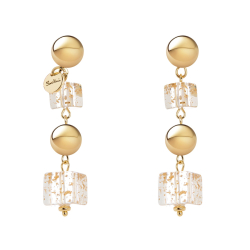 SODINI Orecchini a due cubi e boule Kaaba Bianco/Oro 832117D