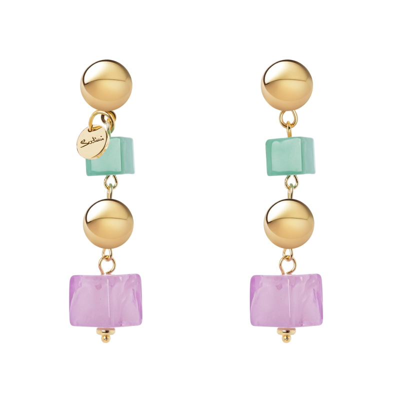 SODINI Kaaba Multicolor 832117W Double Cube and Ball Earrings