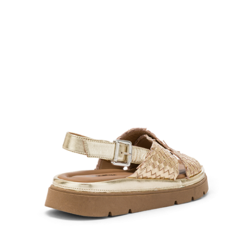 CARMENS women's laminated platinum flat sandal A55379 THEA TRESS 100% leather