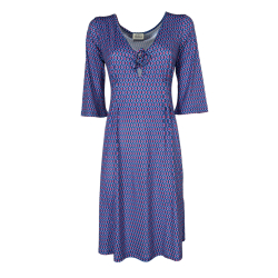 FEELING by JUSTMINE abito svasato azzurro/rosso/blu E2807 6106 KAFTANO CORTO MADE IN ITALY