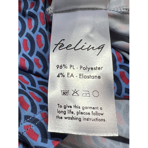 FEELING by JUSTMINE abito svasato azzurro/rosso/blu E2807 6106 KAFTANO CORTO MADE IN ITALY