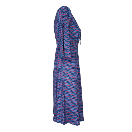FEELING by JUSTMINE abito svasato azzurro/rosso/blu E2807 6106 KAFTANO CORTO MADE IN ITALY