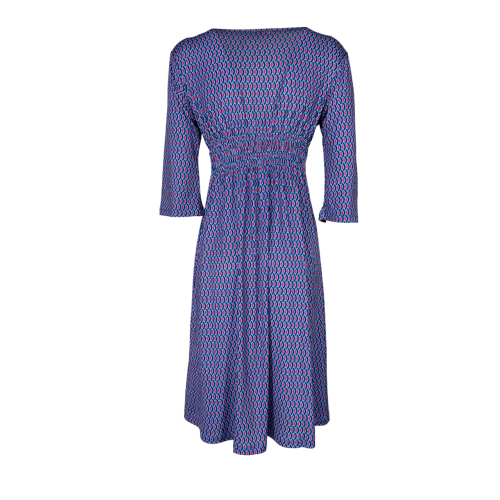 FEELING by JUSTMINE abito svasato azzurro/rosso/blu E2807 6106 KAFTANO CORTO MADE IN ITALY