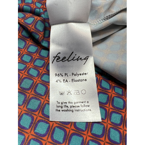 FEELING by JUSTMINE flared dress orange/aqua/purple E2807 6103 SHORT KAFTAN MADE IN ITALY