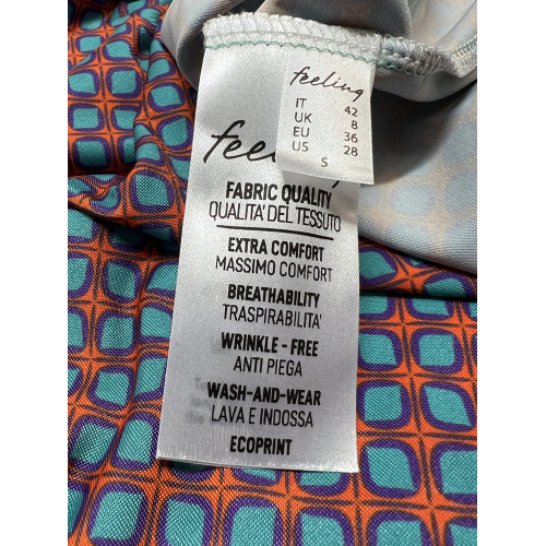 FEELING by JUSTMINE flared dress orange/aqua/purple E2807 6103 SHORT KAFTAN MADE IN ITALY