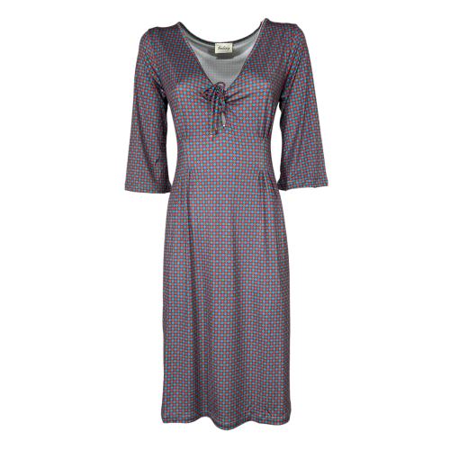 FEELING by JUSTMINE flared dress orange/aqua/purple E2807 6103 SHORT KAFTAN MADE IN ITALY