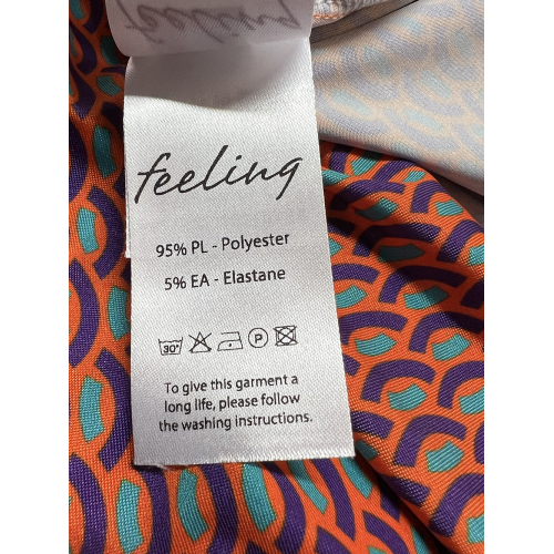 FEELING by JUSTMINE women's flared dress orange/purple/aqua E2699 6106 MIDI DRESS MADE IN ITALY