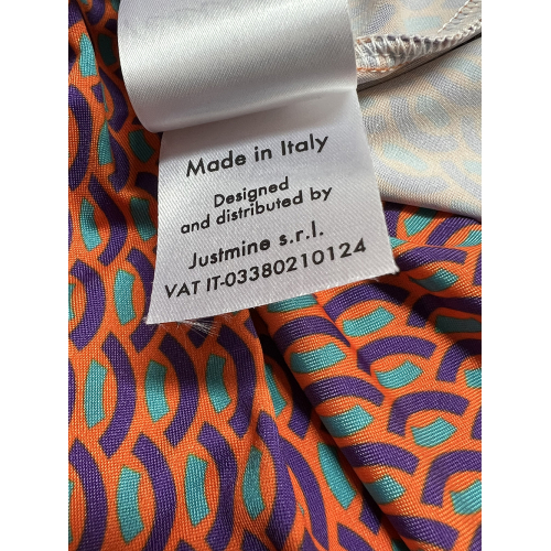 FEELING by JUSTMINE women's flared dress orange/purple/aqua E2699 6106 MIDI DRESS MADE IN ITALY