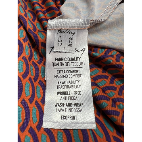 FEELING by JUSTMINE women's flared dress orange/purple/aqua E2699 6106 MIDI DRESS MADE IN ITALY