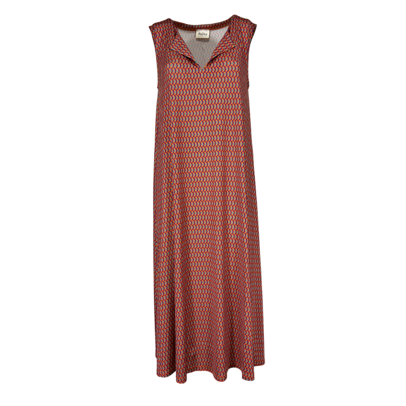 FEELING by JUSTMINE women's flared dress orange/purple/aqua E2699 6106 MIDI DRESS MADE IN ITALY