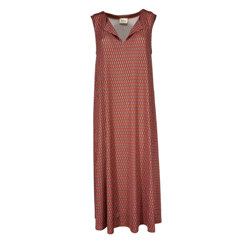 FEELING by JUSTMINE women's flared dress orange/purple/aqua E2699 6106 MIDI DRESS MADE IN ITALY