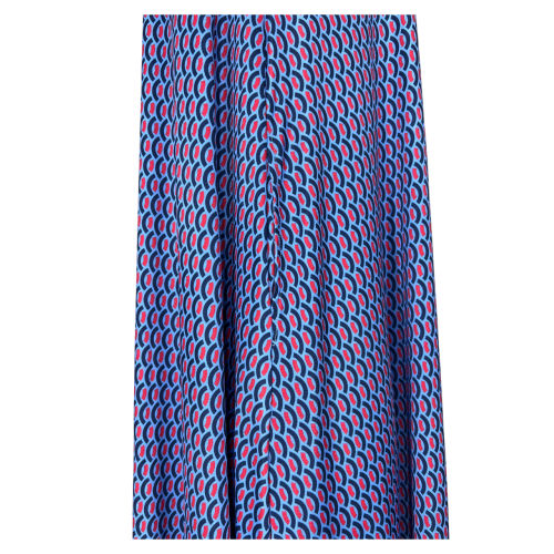 FEELING by JUSTMINE abito donna svasato azzurro/rosso/blu E2699 6106 ABITO MIDI MADE IN ITALY