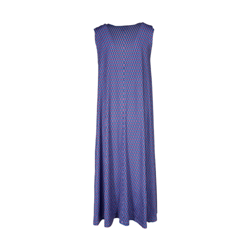 FEELING by JUSTMINE abito donna svasato azzurro/rosso/blu E2699 6106 ABITO MIDI MADE IN ITALY