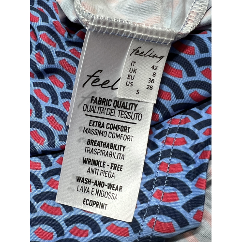 FEELING by JUSTMINE women's flared dress light blue/red/blue E2699 6106 MIDI DRESS MADE IN ITALY