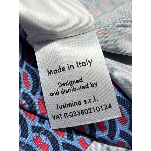 FEELING by JUSTMINE women's flared dress light blue/red/blue E2699 6106 MIDI DRESS MADE IN ITALY