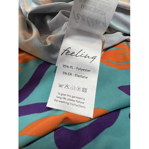 FEELING by JUSTMINE abito svasato acqua/arancio/viola  E2699 6102 ABITO MIDI MADE IN ITALY