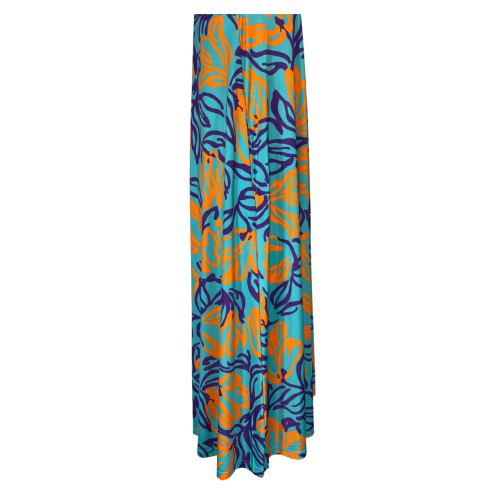FEELING by JUSTMINE flared dress aqua/orange/purple E2699 6102 MIDI DRESS MADE IN ITALY