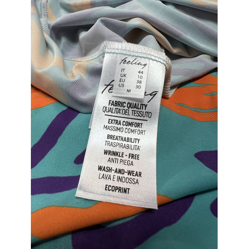 FEELING by JUSTMINE flared dress aqua/orange/purple E2699 6102 MIDI DRESS MADE IN ITALY