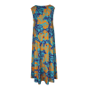 FEELING by JUSTMINE abito svasato acqua/arancio/viola  E2699 6102 ABITO MIDI MADE IN ITALY