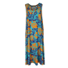 FEELING by JUSTMINE abito svasato acqua/arancio/viola  E2699 6102 ABITO MIDI MADE IN ITALY