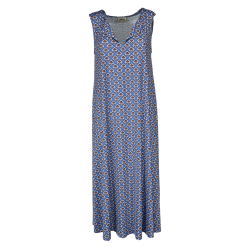 FEELING by JUSTMINE abito svasato azzurro/multicolor E2699 6101 ABITO MIDI MADE IN ITALY