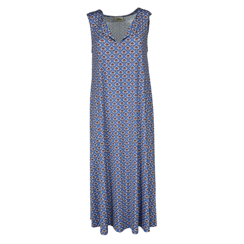 FEELING by JUSTMINE abito svasato azzurro/multicolor E2699 6101 ABITO MIDI MADE IN ITALY
