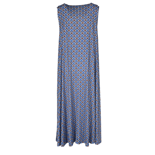FEELING by JUSTMINE abito svasato azzurro/multicolor E2699 6101 ABITO MIDI MADE IN ITALY