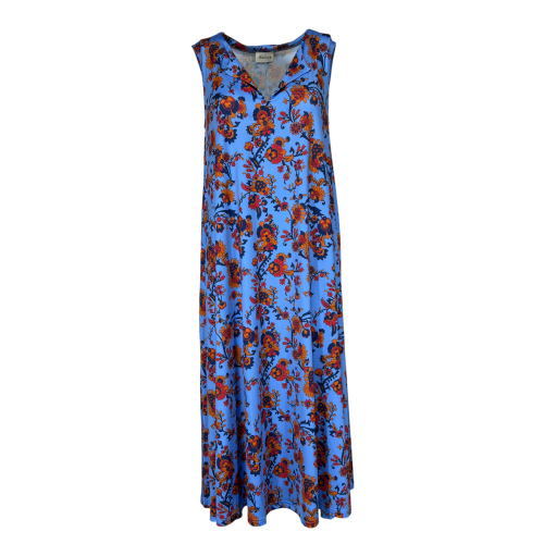 FEELING by JUSTMINE flared dress light blue/multicolor E2699 6100 MIDI DRESS MADE IN ITALY