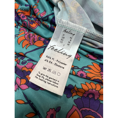 FEELING by JUSTMINE long dress floral pattern aqua/multicolor E2772 6100 MADE IN ITALY