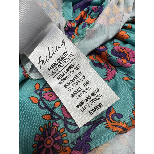 FEELING by JUSTMINE long dress floral pattern aqua/multicolor E2772 6100 MADE IN ITALY