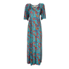 FEELING by JUSTMINE long dress floral pattern aqua/multicolor E2772 6100 MADE IN ITALY