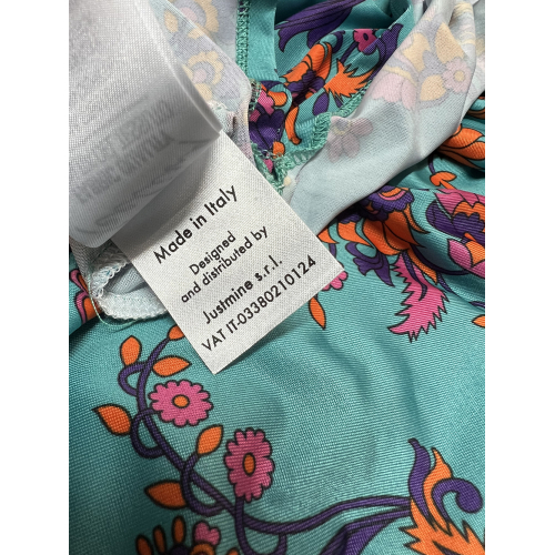 FEELING by JUSTMINE long dress floral pattern aqua/multicolor E2772 6100 MADE IN ITALY