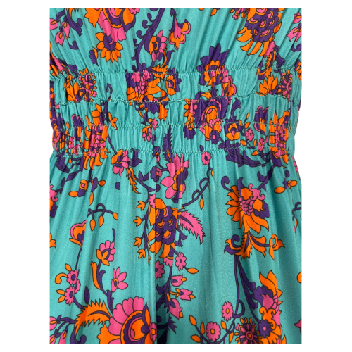 FEELING by JUSTMINE long dress floral pattern aqua/multicolor E2772 6100 MADE IN ITALY