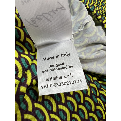 FEELING by JUSTMINE women's flared dress patterned brown/yellow/green E2736 6106 MADE IN ITALY