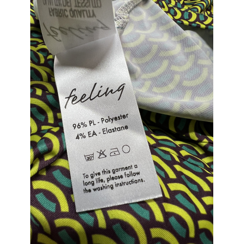 FEELING by JUSTMINE women's flared dress patterned brown/yellow/green E2736 6106 MADE IN ITALY